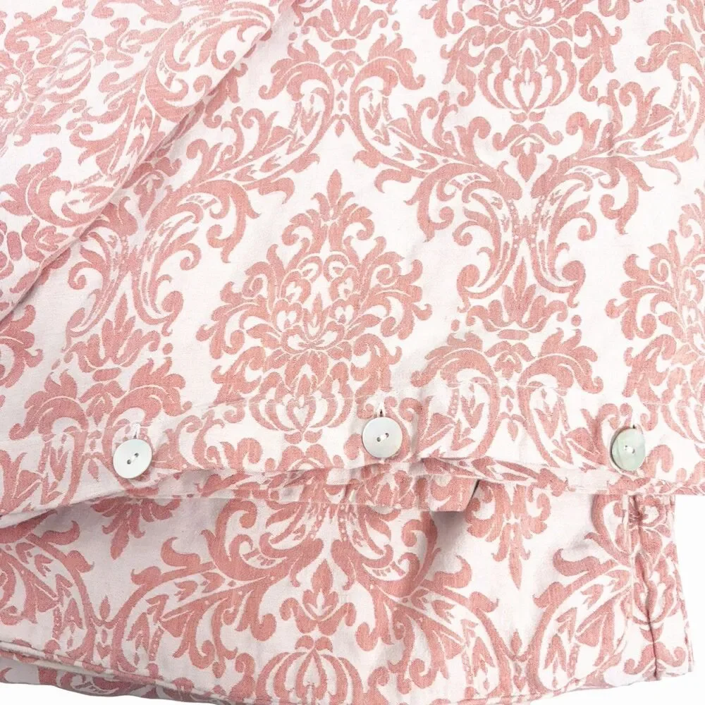 Williams Sonoma Brocade 55% Linen 45% Cotton Duvet Cover Twin Made In Portugal